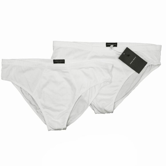 NEW Lot of 2 Pair Giorgio Armani Briefs Underwear! e 48 Small White Cotton Italy - Picture 1 of 2